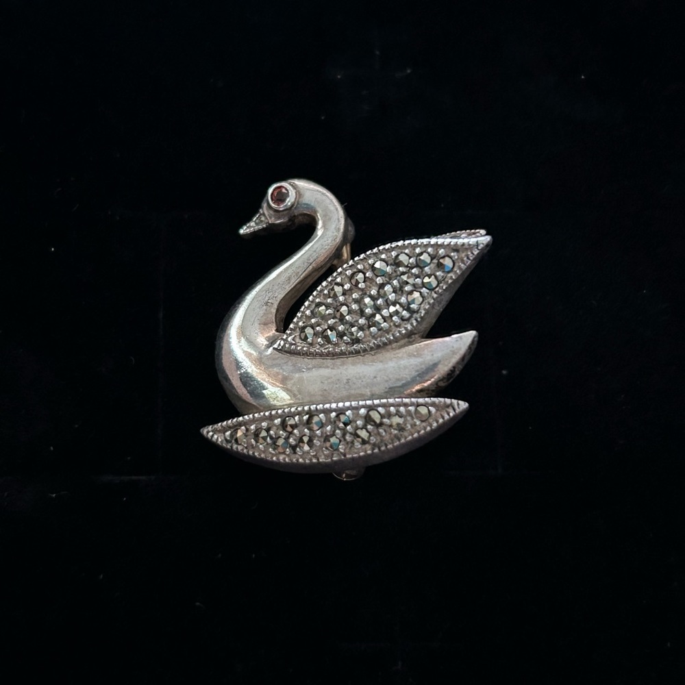 Vintage Sterling Silver & Marcasites Bird Brooch